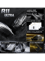 ATTACK SHARK R11 ULTRA Carbon Fiber Wireless Gaming Mouse, 49g SUPERLIGHT, Nordic 52840 MCU, PixArt PAW3950MAX Sensor, 20000 FPS Static Scan Rate, Nano-Metal Ice Coating, Omron Opt