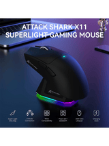 ATTACK SHARK X11 Wireless Gaming Mouse with Magnetic Charging Dock, PixArt PAW3311 Gaming Sensor, BT/2.4G Wireless/Wired, BLACK