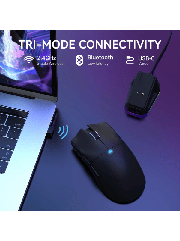 ATTACK SHARK X11 Wireless Gaming Mouse with Magnetic Charging Dock, PixArt PAW3311 Gaming Sensor, BT/2.4G Wireless/Wired, BLACK