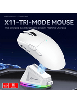 ATTACK SHARK X11 Wireless Gaming Mouse with Magnetic Charging Dock, PixArt PAW3311 Gaming Sensor, BT/2.4G Wireless/Wired, WHITE