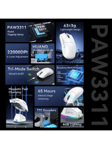 ATTACK SHARK X11 Wireless Gaming Mouse with Magnetic Charging Dock, PixArt PAW3311 Gaming Sensor, BT/2.4G Wireless/Wired, WHITE