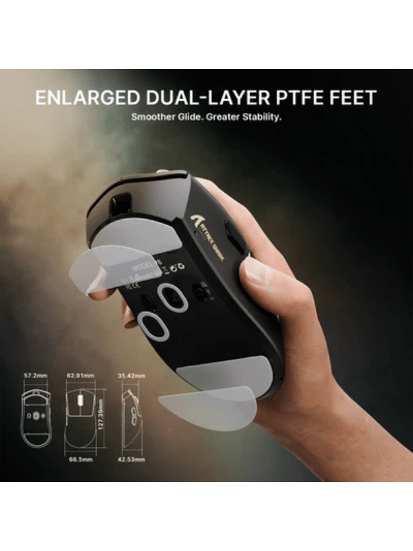 ATTACK SHARK V8 Ultra-Light Ergonomic Wireless Gaming Mouse, Right-handed Ergonomic Mouse, Nordic 54L15MCU, PAW3950MAX Sensor, Dual 8000Hz Polling Rate (Wireless/Wired), DPI up to 