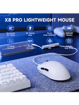 ATTACK SHARK X8 PRO Ultra-Light Wireless Gaming Mouse & C06 ULTRA Cable, 55g Tri-Mode Programmable Mice with C06ULTRA Coiled Cable, PAW3395PRO Gaming Sensor,8Khz Polling Rate,40000