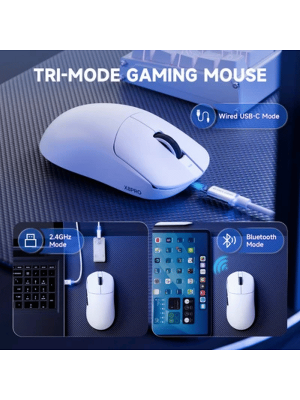 ATTACK SHARK X8 PRO Ultra-Light Wireless Gaming Mouse & C06 ULTRA Cable, 55g Tri-Mode Programmable Mice with C06ULTRA Coiled Cable, PAW3395PRO Gaming Sensor,8Khz Polling Rate,40000