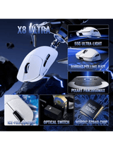 ATTACK SHARK X8 Ultimate Wireless Gaming Mouse, 8KHz,55g Ultra-Lightweight, BT/2.4GHz, Wireless/Wired, 8K Polling Rate, PixArt PAW3950MAX Sensor, 42000 DPI,8KHz, 800mAh Battery, WH