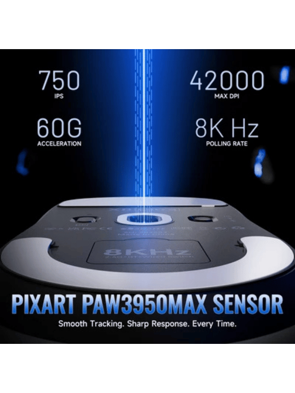 ATTACK SHARK X8 Ultimate Wireless Gaming Mouse, 8KHz,55g Ultra-Lightweight, BT/2.4GHz, Wireless/Wired, 8K Polling Rate, PixArt PAW3950MAX Sensor, 42000 DPI,8KHz, 800mAh Battery, WH