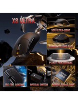 ATTACK SHARK X8 Ultimate Wireless Gaming Mouse, 55g Ultra-Lightweight, BT/2.4GHz, Wireless/Wired, 8K Polling Rate, PixArt PAW3950MAX Sensor, 42000 DPI, 800mAh Battery, BLACK