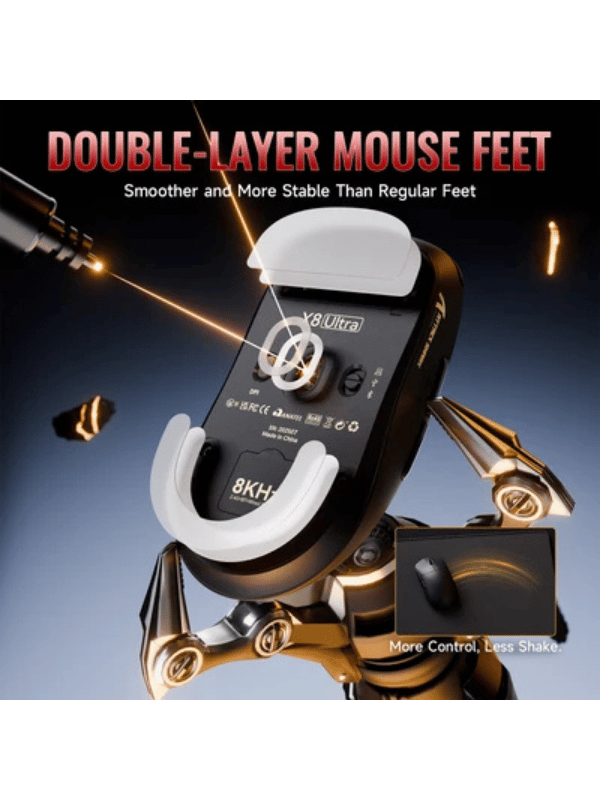 ATTACK SHARK X8 Ultimate Wireless Gaming Mouse, 55g Ultra-Lightweight, BT/2.4GHz, Wireless/Wired, 8K Polling Rate, PixArt PAW3950MAX Sensor, 42000 DPI, 800mAh Battery, BLACK