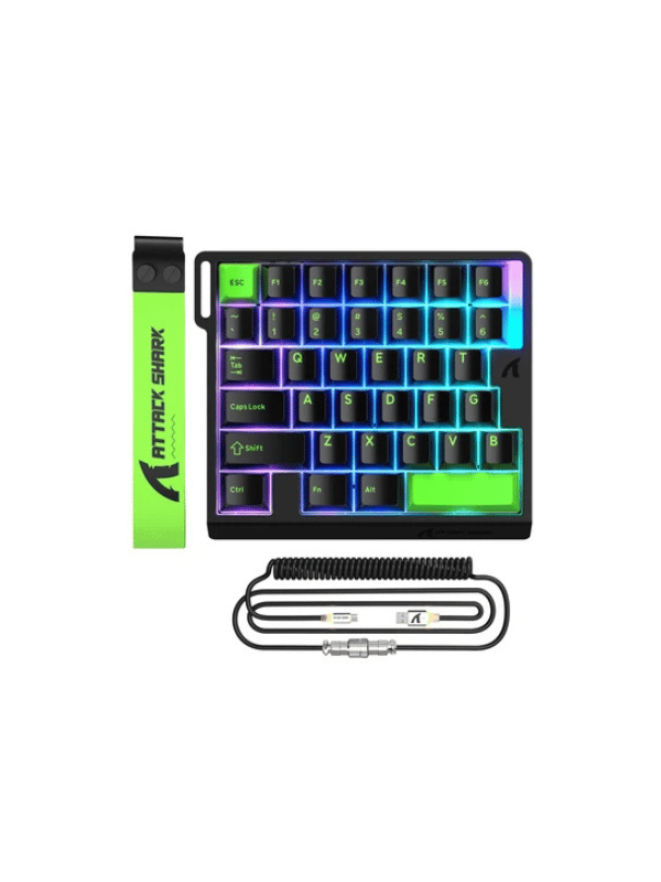 ATTACK SHARK M36 HE One-Handed Magnetic Switch Keyboard & C01 ULTRA LED Aviator Cable, 5‑Layer Sound‑Dampened, 8000Hz Polling, Hot‑Swappable, High‑Precision 0.01mm, PBT Keycaps, Ne