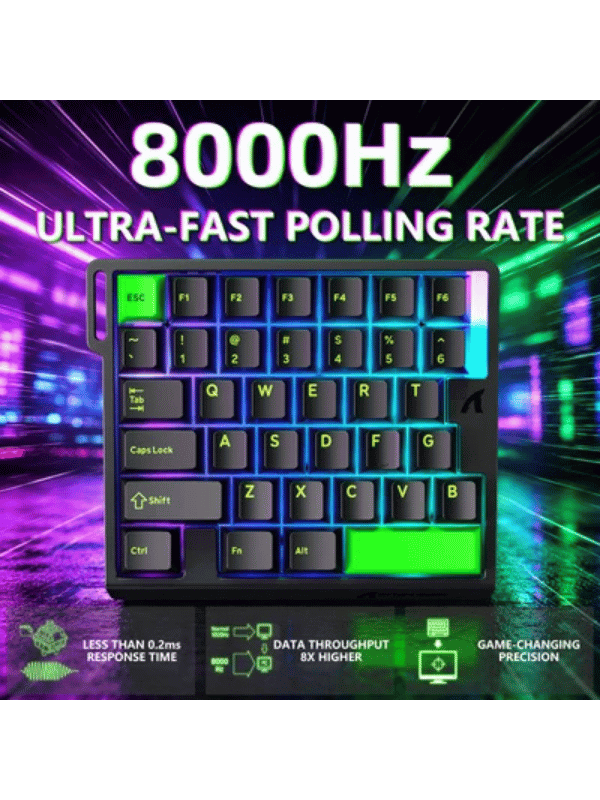 ATTACK SHARK M36 HE One-Handed Magnetic Switch Keyboard & C01 ULTRA LED Aviator Cable, 5‑Layer Sound‑Dampened, 8000Hz Polling, Hot‑Swappable, High‑Precision 0.01mm, PBT Keycaps, Ne