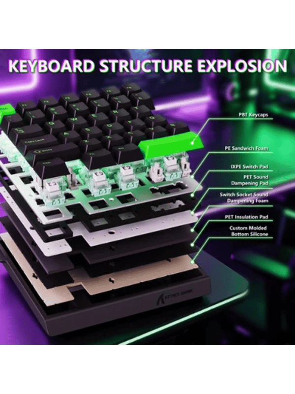 ATTACK SHARK M36 HE One-Handed Magnetic Switch Keyboard & C01 ULTRA LED Aviator Cable, 5‑Layer Sound‑Dampened, 8000Hz Polling, Hot‑Swappable, High‑Precision 0.01mm, PBT Keycaps, Ne
