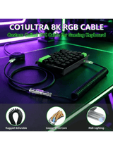 ATTACK SHARK M36 HE One-Handed Magnetic Switch Keyboard & C01 ULTRA LED Aviator Cable, 5‑Layer Sound‑Dampened, 8000Hz Polling, Hot‑Swappable, High‑Precision 0.01mm, PBT Keycaps, Ne