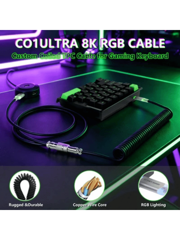 ATTACK SHARK M36 HE One-Handed Magnetic Switch Keyboard & C01 ULTRA LED Aviator Cable, 5‑Layer Sound‑Dampened, 8000Hz Polling, Hot‑Swappable, High‑Precision 0.01mm, PBT Keycaps, Ne