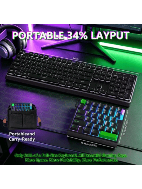 ATTACK SHARK M36 HE One-Handed Magnetic Switch Keyboard & C01 ULTRA LED Aviator Cable, 5‑Layer Sound‑Dampened, 8000Hz Polling, Hot‑Swappable, High‑Precision 0.01mm, PBT Keycaps, Ne