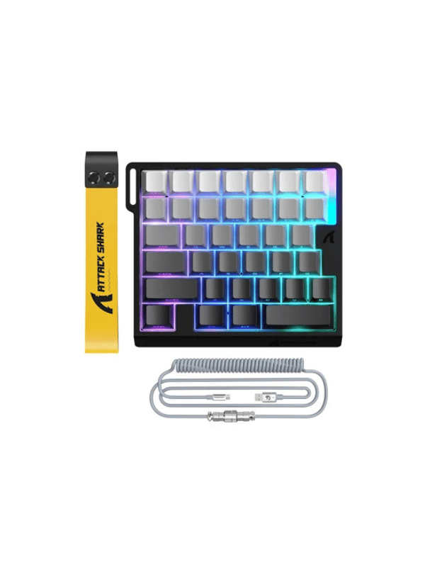 ATTACK SHARK M36 HE One-Handed Magnetic Switch Keyboard & C01 ULTRA LED Aviator Cable, 5‑Layer Sound‑Dampened, 8000Hz Polling, Hot‑Swappable, High‑Precision 0.01mm, PBT Keycaps, Mo