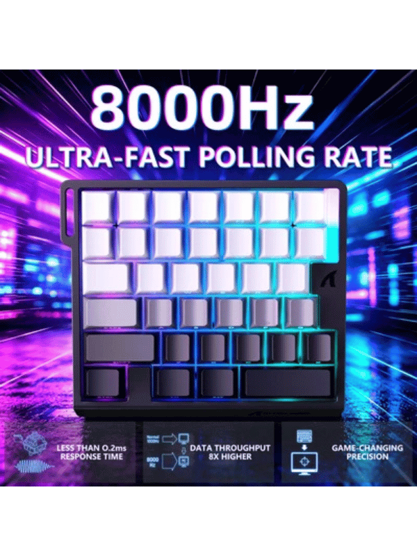 ATTACK SHARK M36 HE One-Handed Magnetic Switch Keyboard & C01 ULTRA LED Aviator Cable, 5‑Layer Sound‑Dampened, 8000Hz Polling, Hot‑Swappable, High‑Precision 0.01mm, PBT Keycaps, Mo