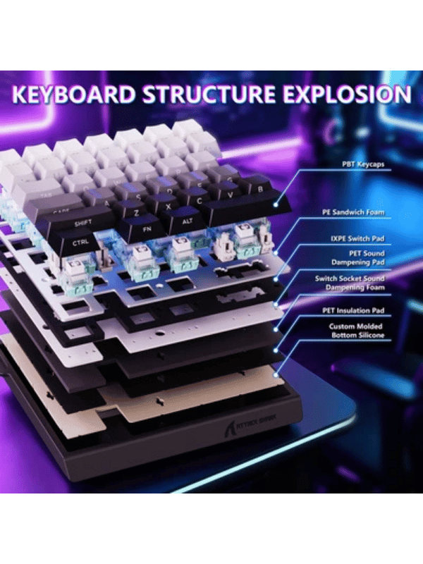 ATTACK SHARK M36 HE One-Handed Magnetic Switch Keyboard & C01 ULTRA LED Aviator Cable, 5‑Layer Sound‑Dampened, 8000Hz Polling, Hot‑Swappable, High‑Precision 0.01mm, PBT Keycaps, Mo