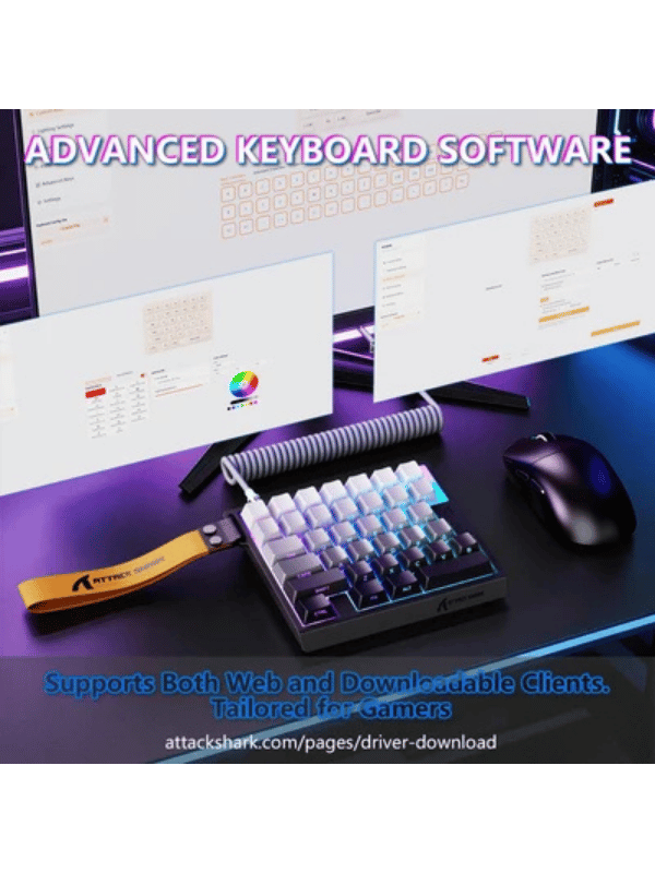 ATTACK SHARK M36 HE One-Handed Magnetic Switch Keyboard & C01 ULTRA LED Aviator Cable, 5‑Layer Sound‑Dampened, 8000Hz Polling, Hot‑Swappable, High‑Precision 0.01mm, PBT Keycaps, Mo