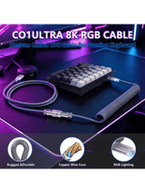 ATTACK SHARK M36 HE One-Handed Magnetic Switch Keyboard & C01 ULTRA LED Aviator Cable, 5‑Layer Sound‑Dampened, 8000Hz Polling, Hot‑Swappable, High‑Precision 0.01mm, PBT Keycaps, Mo