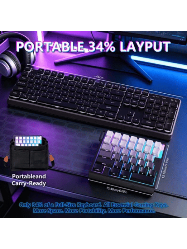 ATTACK SHARK M36 HE One-Handed Magnetic Switch Keyboard & C01 ULTRA LED Aviator Cable, 5‑Layer Sound‑Dampened, 8000Hz Polling, Hot‑Swappable, High‑Precision 0.01mm, PBT Keycaps, Mo