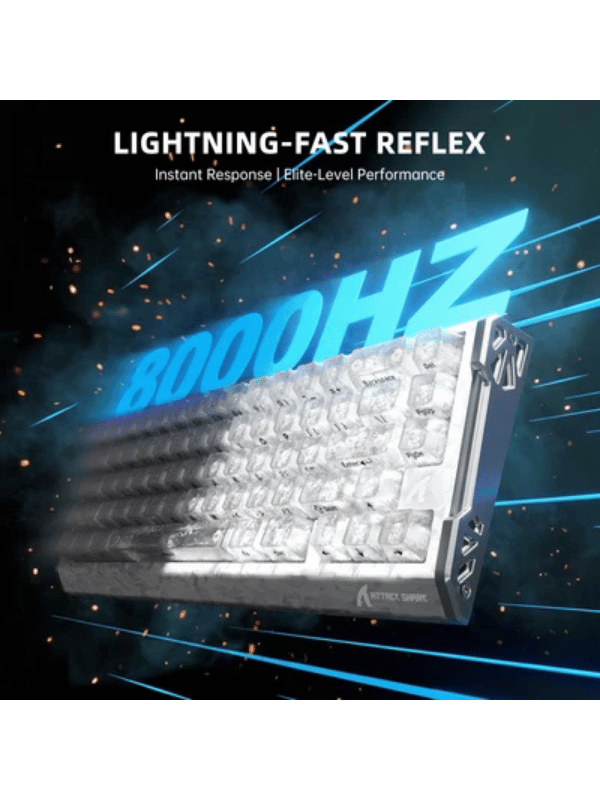 ATTACK SHARK R68 HE Carbon Fiber Rapid Trigger Keyboard Magnetic Switch, 60% Carbon Fiber Wired 8KHz Magnetic Keyboard With 0.005mm RT Accuracy, Ice Ninja