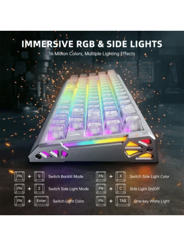 ATTACK SHARK R68 HE Carbon Fiber Rapid Trigger Keyboard Magnetic Switch, 60% Carbon Fiber Wired 8KHz Magnetic Keyboard With 0.005mm RT Accuracy, Ice Ninja