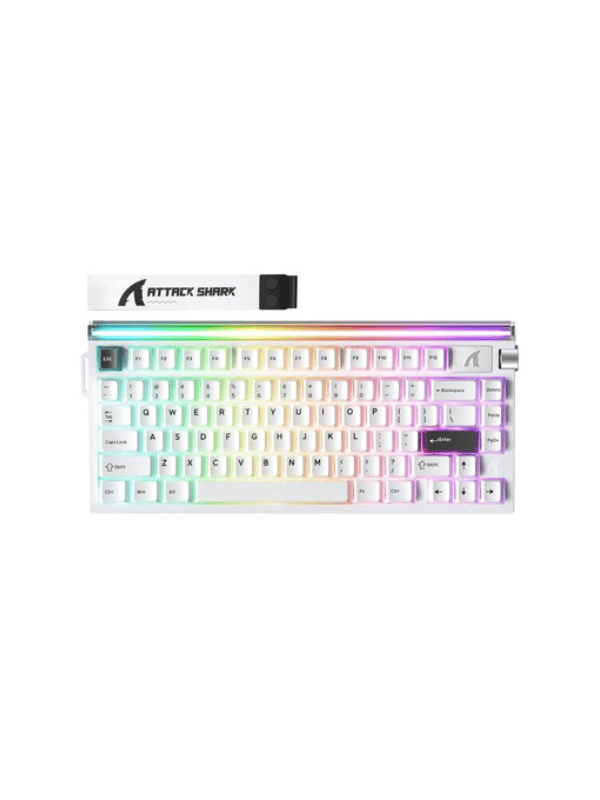 ATTACK SHARK R85 HE Rapid Trigger Keyboard Magnetic Switch with Custom Lightbox, 75% Wired 8KHz Magnetic Keyboard with Custom Lightbox, 0.005mm RT Accuracy, Starlight White Purple