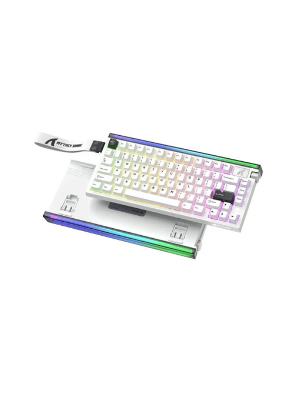 ATTACK SHARK R85 HE Rapid Trigger Keyboard Magnetic Switch with Custom Lightbox, 75% Wired 8KHz Magnetic Keyboard with Custom Lightbox, 0.005mm RT Accuracy, Starlight White Purple