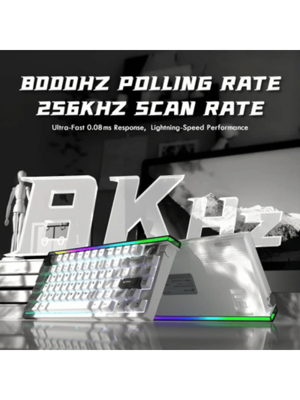 ATTACK SHARK R85 HE Rapid Trigger Keyboard Magnetic Switch with Custom Lightbox, 75% Wired 8KHz Magnetic Keyboard with Custom Lightbox, 0.005mm RT Accuracy, Starlight White Purple