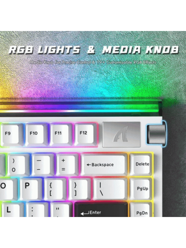 ATTACK SHARK R85 HE Rapid Trigger Keyboard Magnetic Switch with Custom Lightbox, 75% Wired 8KHz Magnetic Keyboard with Custom Lightbox, 0.005mm RT Accuracy, Starlight White Purple