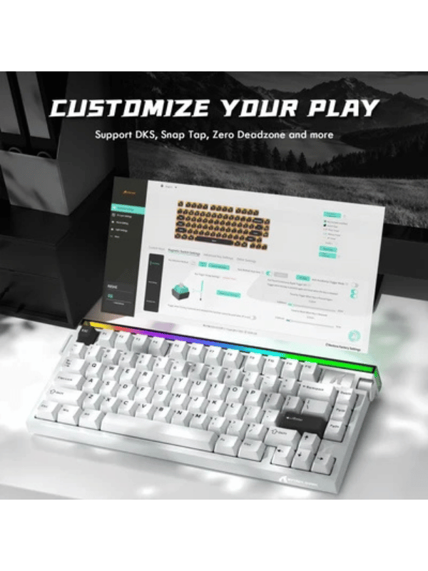 ATTACK SHARK R85 HE Rapid Trigger Keyboard Magnetic Switch with Custom Lightbox, 75% Wired 8KHz Magnetic Keyboard with Custom Lightbox, 0.005mm RT Accuracy, Starlight White Purple