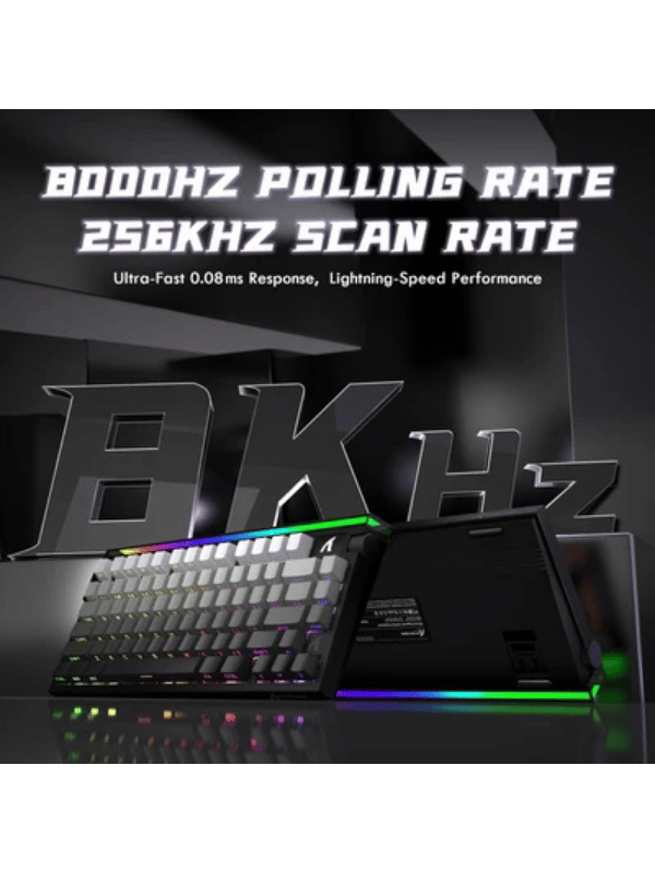 ATTACK SHARK R85 HE Rapid Trigger Keyboard Magnetic Switch with Custom Lightbox, 75% Wired 8KHz Magnetic Keyboard with Custom Lightbox, 0.005mm RT Accuracy, Moonlight Night