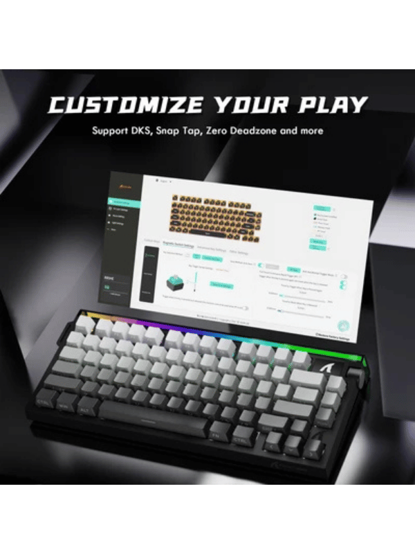 ATTACK SHARK R85 HE Rapid Trigger Keyboard Magnetic Switch with Custom Lightbox, 75% Wired 8KHz Magnetic Keyboard with Custom Lightbox, 0.005mm RT Accuracy, Moonlight Night