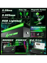 ATTACK SHARK R85 HE Rapid Trigger Keyboard Magnetic Switch with Custom Lightbox, 75% Wired 8KHz Magnetic Keyboard with Custom Lightbox, 0.005mm RT Accuracy, Neon Green