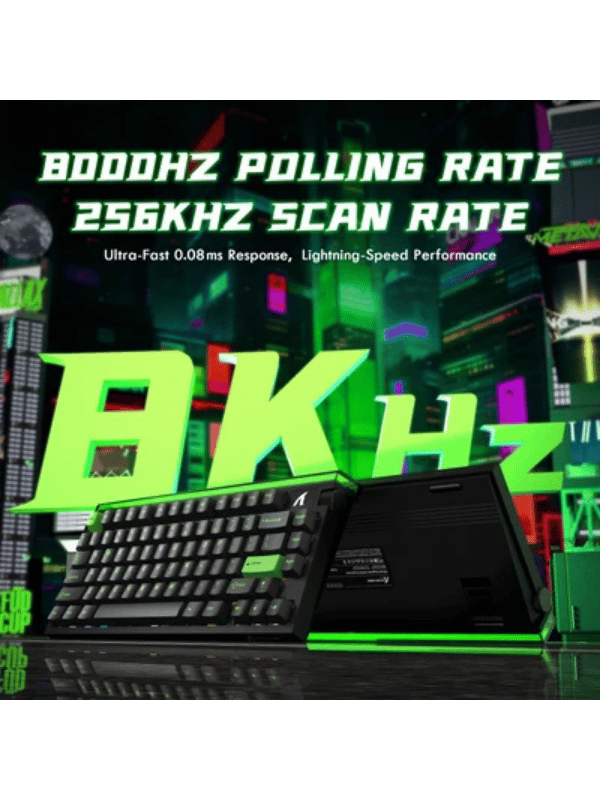 ATTACK SHARK R85 HE Rapid Trigger Keyboard Magnetic Switch with Custom Lightbox, 75% Wired 8KHz Magnetic Keyboard with Custom Lightbox, 0.005mm RT Accuracy, Neon Green