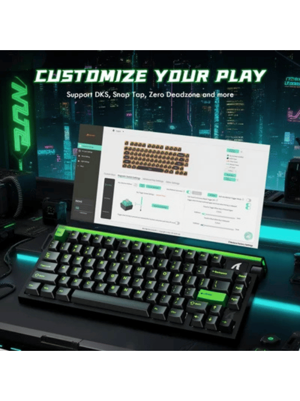 ATTACK SHARK R85 HE Rapid Trigger Keyboard Magnetic Switch with Custom Lightbox, 75% Wired 8KHz Magnetic Keyboard with Custom Lightbox, 0.005mm RT Accuracy, Neon Green