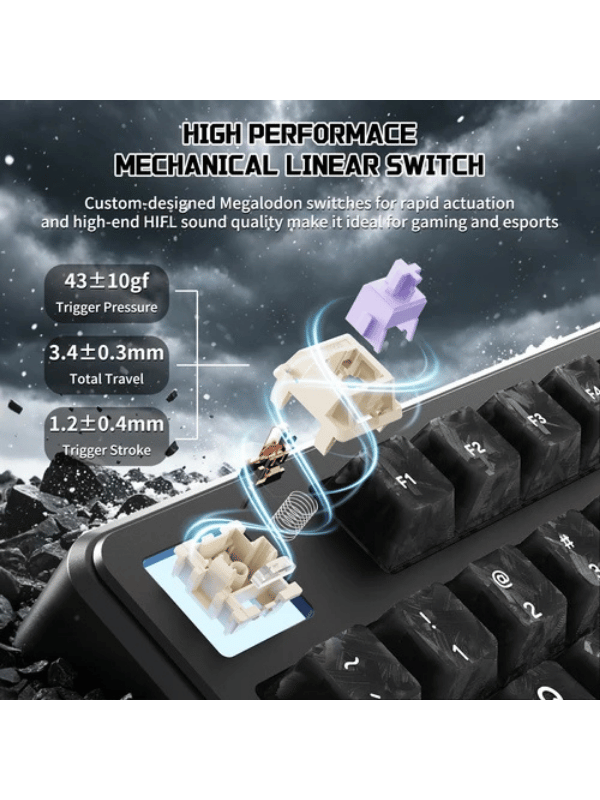 ATTACK SHARK X87 ULTRA Wireless Mechanical Keyboard With 8K Wireless Receiver, 8000Hz Polling Rate, 10000mAh Battery, Dot-Matrix Screen, 16.8M RGB, 8K Wireless Receiver, Meg Shark 
