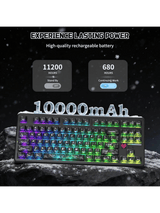 ATTACK SHARK X87 ULTRA Wireless Mechanical Keyboard With 8K Wireless Receiver, 8000Hz Polling Rate, 10000mAh Battery, Dot-Matrix Screen, 16.8M RGB, 8K Wireless Receiver, Meg Shark 