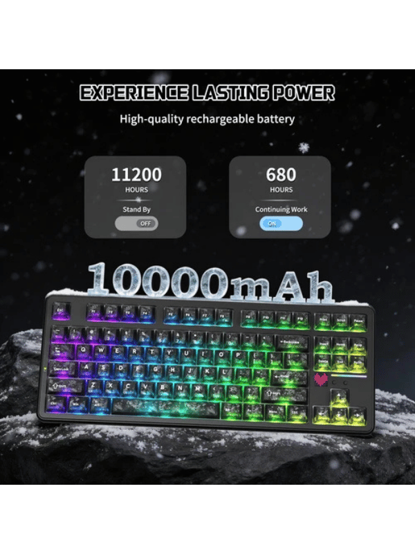 ATTACK SHARK X87 ULTRA Wireless Mechanical Keyboard With 8K Wireless Receiver, 8000Hz Polling Rate, 10000mAh Battery, Dot-Matrix Screen, 16.8M RGB, 8K Wireless Receiver, Meg Shark 