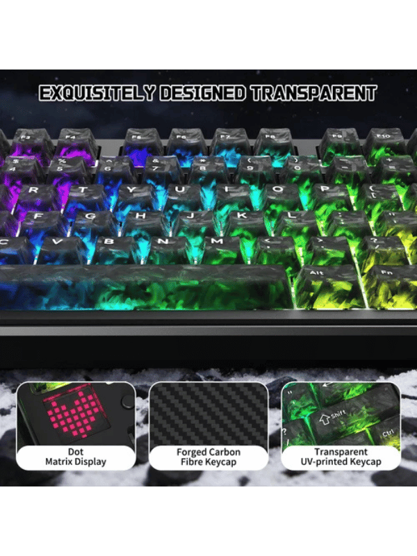 ATTACK SHARK X87 ULTRA Wireless Mechanical Keyboard With 8K Wireless Receiver, 8000Hz Polling Rate, 10000mAh Battery, Dot-Matrix Screen, 16.8M RGB, 8K Wireless Receiver, Meg Shark 