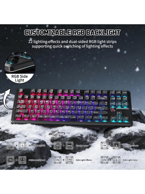 ATTACK SHARK X87 ULTRA Wireless Mechanical Keyboard With 8K Wireless Receiver, 8000Hz Polling Rate, 10000mAh Battery, Dot-Matrix Screen, 16.8M RGB, 8K Wireless Receiver, Meg Shark 