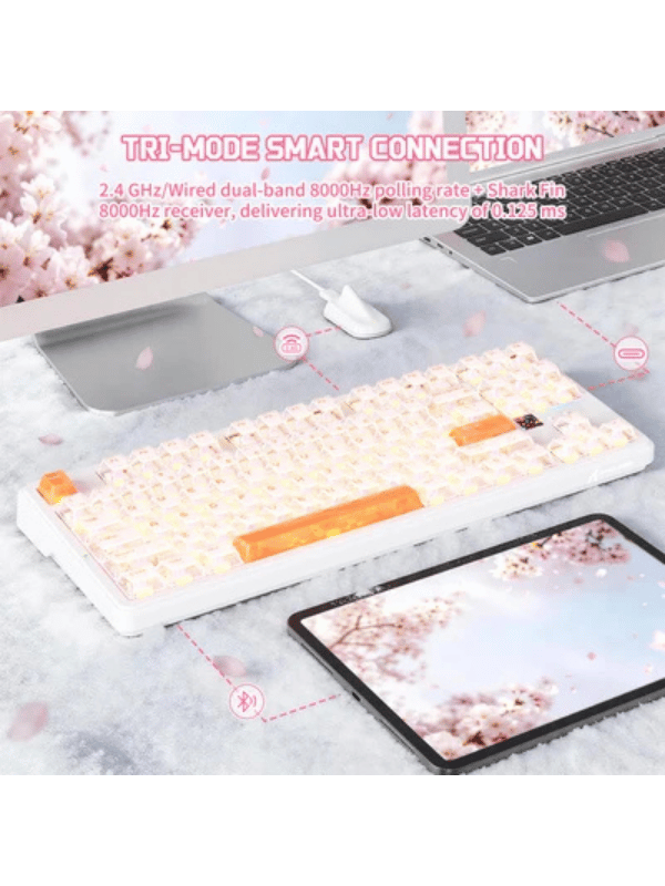 ATTACK SHARK X87 ULTRA Wireless Mechanical Keyboard With 8K Wireless Receiver, 8000Hz Polling Rate, 10000mAh Battery, Dot-Matrix Screen, 16.8M RGB, 8K Wireless Receiver, Meg Shark 