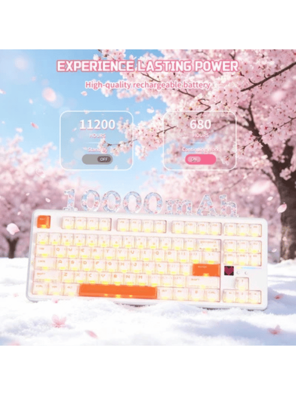 ATTACK SHARK X87 ULTRA Wireless Mechanical Keyboard With 8K Wireless Receiver, 8000Hz Polling Rate, 10000mAh Battery, Dot-Matrix Screen, 16.8M RGB, 8K Wireless Receiver, Meg Shark 