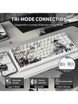 ATTACK SHARK X820 ULTRA Tri-mode Gasket Mechanical Keyboard, 75% Gasket-mounted Bluetooth 5.1/2.4G Wireless & Type-C Wired Mechanical Keyboard, Dark Warrior
