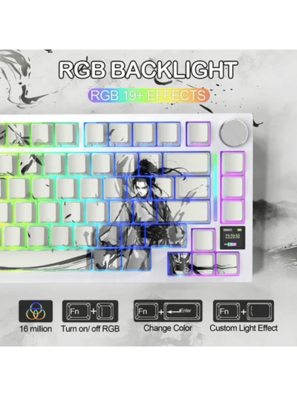 ATTACK SHARK X820 ULTRA Tri-mode Gasket Mechanical Keyboard, 75% Gasket-mounted Bluetooth 5.1/2.4G Wireless & Type-C Wired Mechanical Keyboard, Dark Warrior