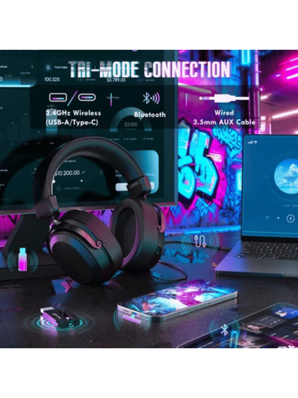 ATTACK SHARK L30 PRO Wireless Gaming Headset, 7.1 Surround Sound, 50mm Drivers, 20ms Low Latency, 1100 mAh Battery, Detachable Noise-Canceling Microphone, Aluminum Alloy Frame, Tri