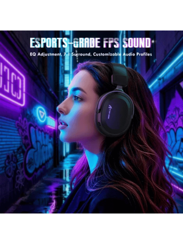 ATTACK SHARK L30 PRO Wireless Gaming Headset, 7.1 Surround Sound, 50mm Drivers, 20ms Low Latency, 1100 mAh Battery, Detachable Noise-Canceling Microphone, Aluminum Alloy Frame, Tri