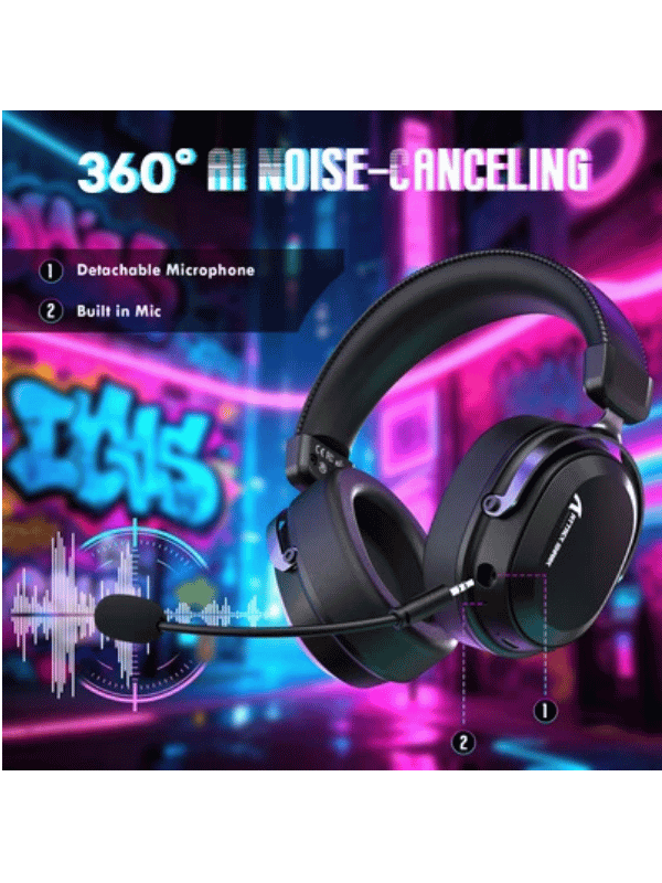 ATTACK SHARK L30 PRO Wireless Gaming Headset, 7.1 Surround Sound, 50mm Drivers, 20ms Low Latency, 1100 mAh Battery, Detachable Noise-Canceling Microphone, Aluminum Alloy Frame, Tri