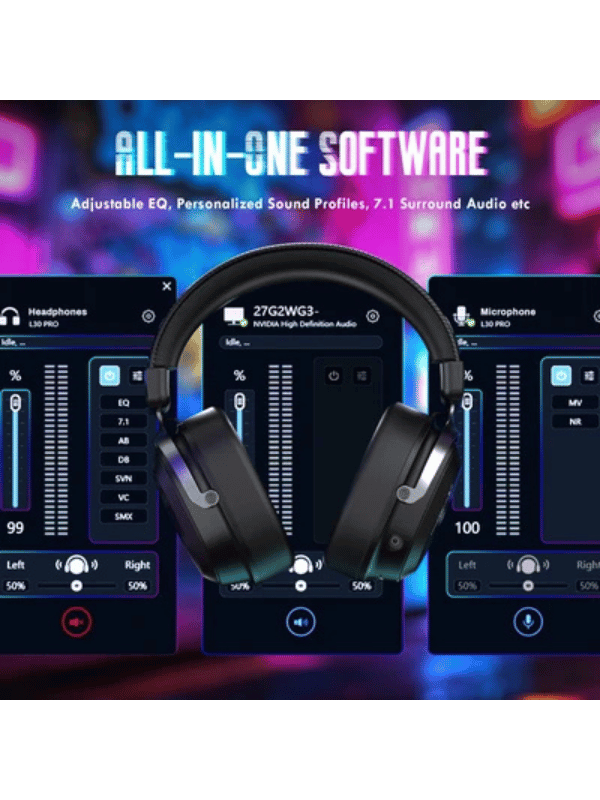 ATTACK SHARK L30 PRO Wireless Gaming Headset, 7.1 Surround Sound, 50mm Drivers, 20ms Low Latency, 1100 mAh Battery, Detachable Noise-Canceling Microphone, Aluminum Alloy Frame, Tri