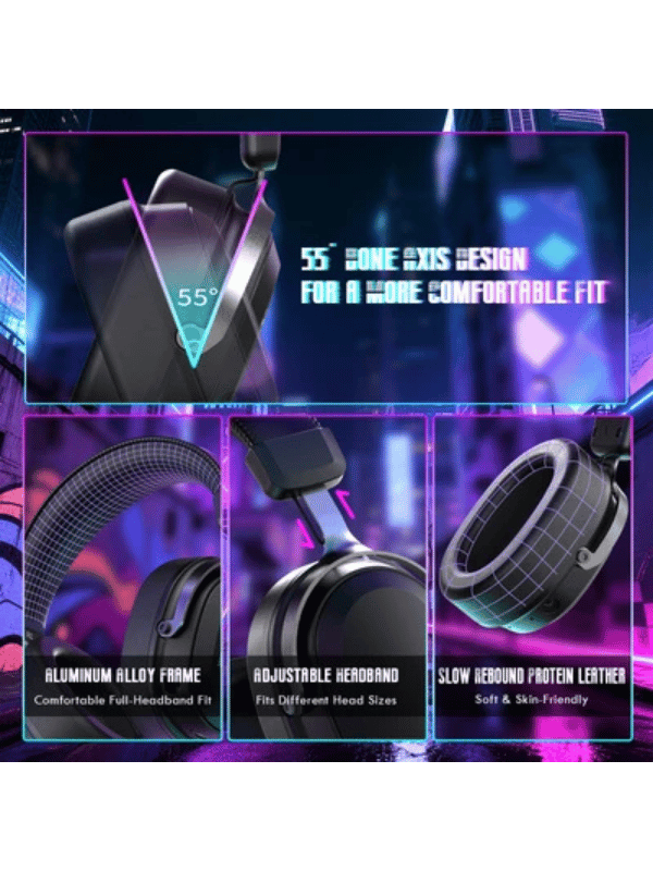 ATTACK SHARK L30 PRO Wireless Gaming Headset, 7.1 Surround Sound, 50mm Drivers, 20ms Low Latency, 1100 mAh Battery, Detachable Noise-Canceling Microphone, Aluminum Alloy Frame, Tri